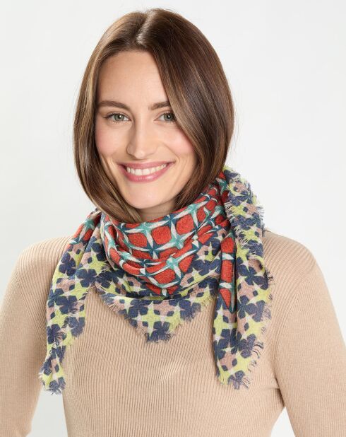 Carré en Laine & Cachemire multicolore - 75x75 cm