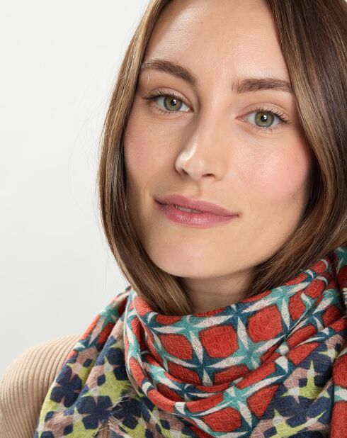 Carré en Laine & Cachemire multicolore - 75x75 cm