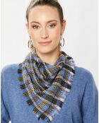 Carré 100% Laine velours bleu - 70x70 cm