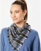 Carré 100% Laine velours bleu - 70x70 cm