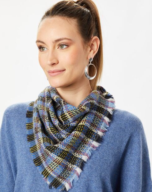 Carré 100% Laine velours bleu - 70x70 cm