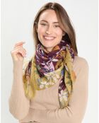 Carré en Laine & Cachemire mélangés prune - 90x90 cm