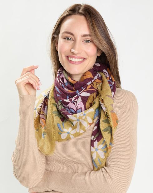 Carré en Laine & Cachemire mélangés prune - 90x90 cm