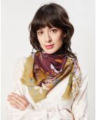 Carré en Laine & Cachemire mélangés prune - 90x90 cm