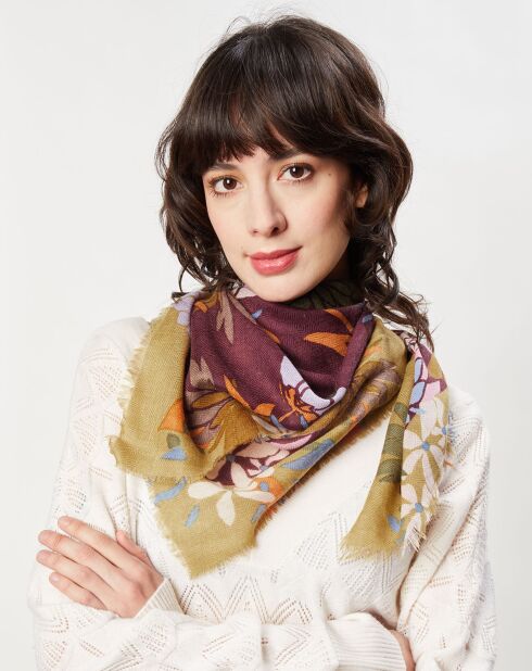 Carré en Laine & Cachemire mélangés prune - 90x90 cm