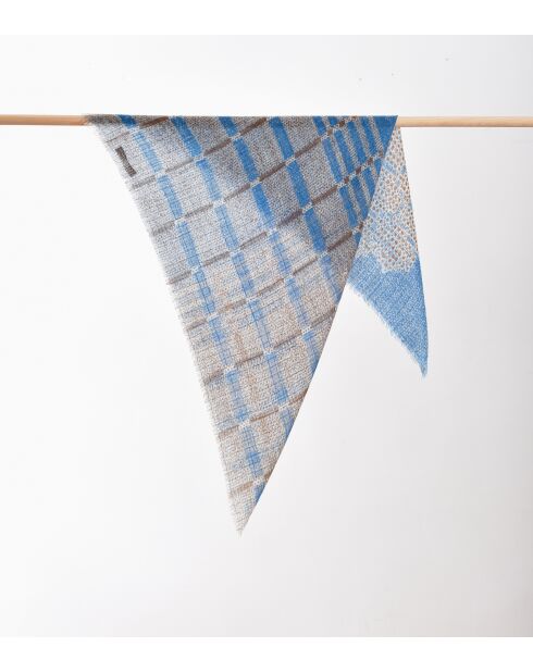 Carré 100% Laine Bleu - 75 X 75 Cm