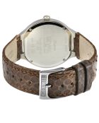 Montre Lugano Femme Quartz en Cuir effet python & Diamants marron