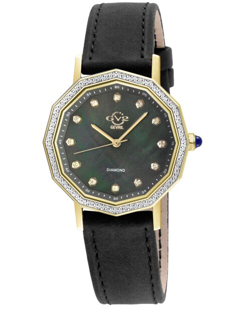 Montre Spello II Femme Quartz en Cuir & Diamants noire