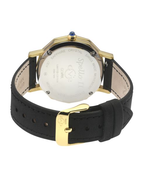 Montre Spello II Femme Quartz en Cuir & Diamants noire