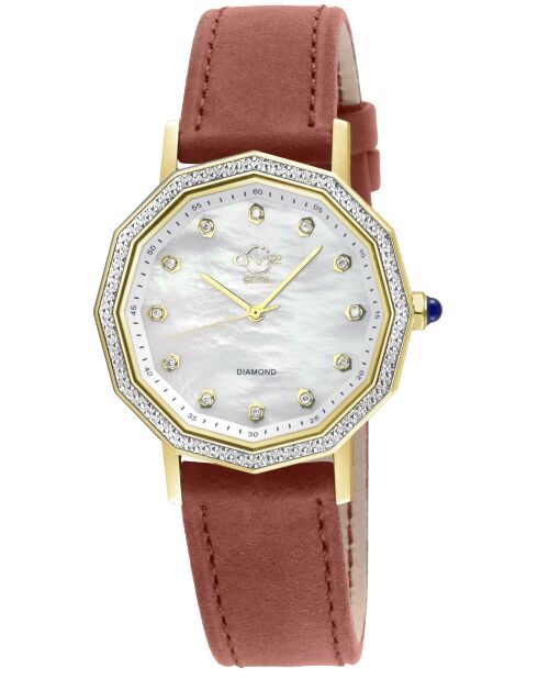 Montre Spello II Femme Quartz en Cuir & Diamants marron