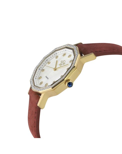 Montre Spello II Femme Quartz en Cuir & Diamants marron