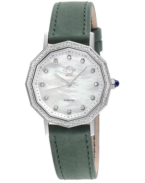 Montre Spello II Femme Quartz en Cuir & Diamants verte