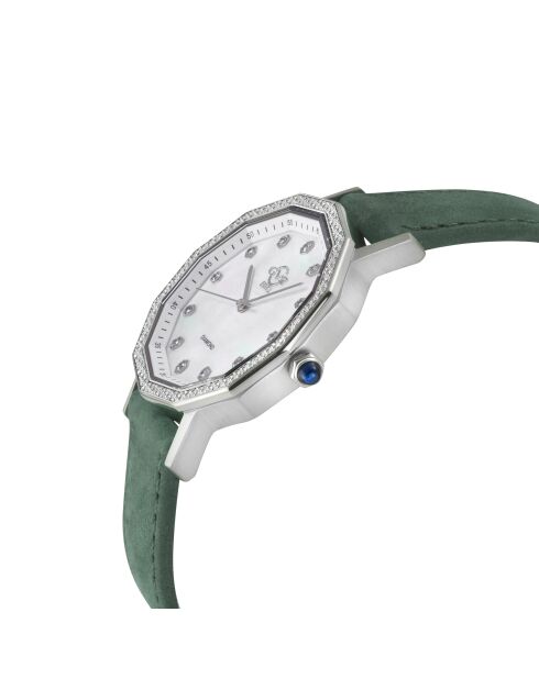 Montre Spello II Femme Quartz en Cuir & Diamants verte