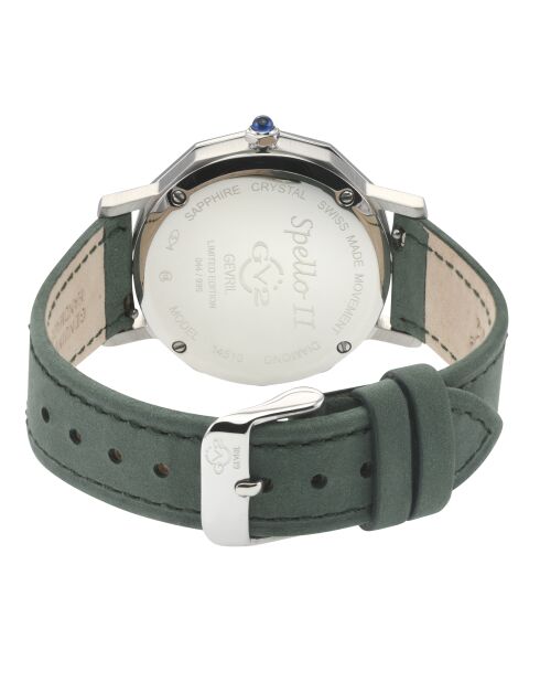 Montre Spello II Femme Quartz en Cuir & Diamants verte
