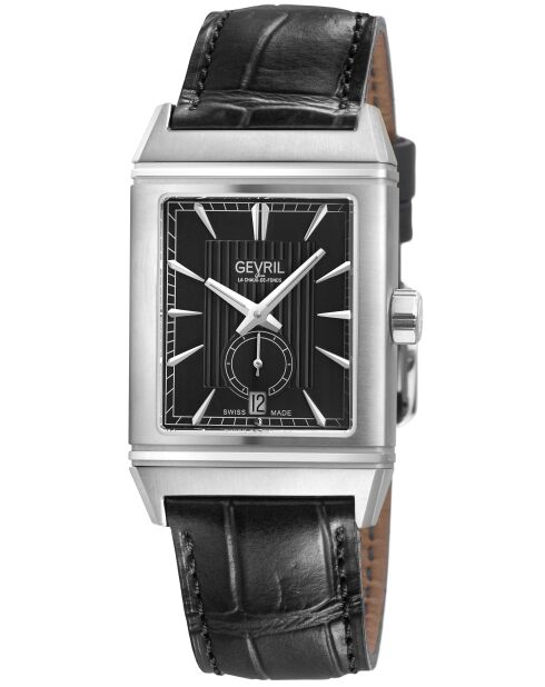 Montre Time Square Homme Automatique en Cuir noire