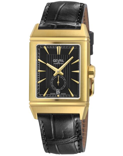 Montre Time Square Homme Automatique en Cuir noire