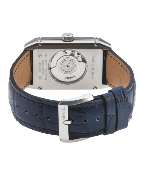 Montre Time Square Homme Automatique en Cuir bleue