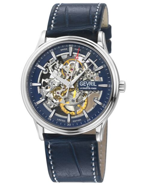 Montre Five Points Homme Automatique en Cuir bleue
