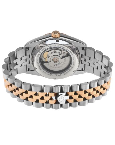 Montre West Village Homme Automatique en Acier argenté/rose doré