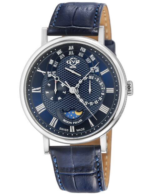 Montre Maestro Homme Quartz en Cuir bleue