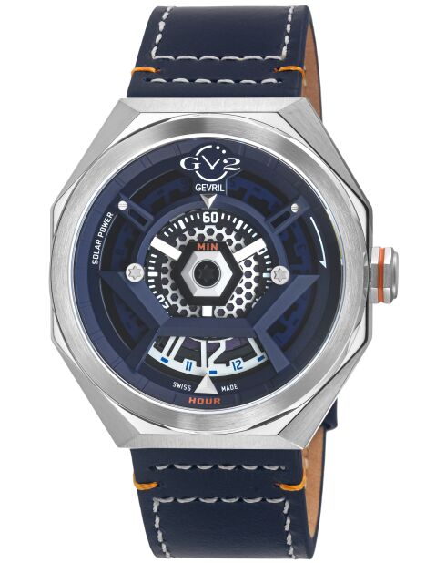Montre Stella Solare Homme Solaire en Cuir bleue