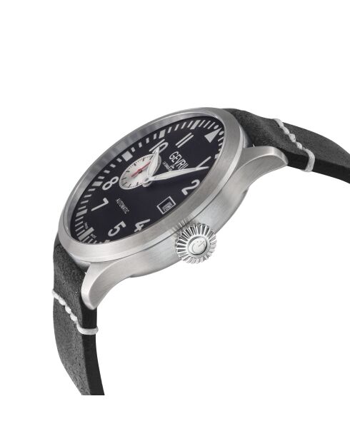 Montre Vaughn Homme Automatique en Cuir noire