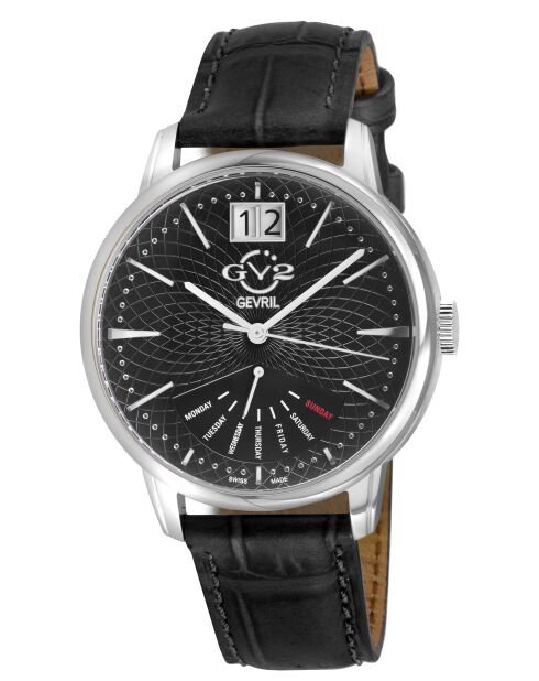 Montre Rovescio Homme Quartz en Cuir noire