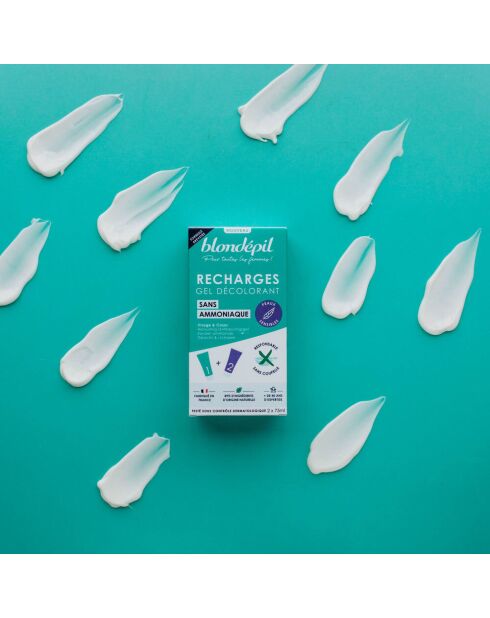 Récharges décolor' sans ammoniaque - Gel Décolorant Visage & Corps - 88% naturel - Peaux sensibles (2x75ml)