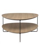 Table basse 2 plateaux forme ovoïde couleur mocha pieds métal