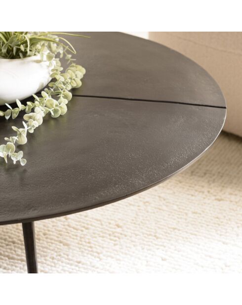 Table basse ronde 100x100cm en aluminium noir mat