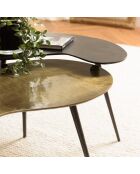 Set de 2 tables basses ovoïdes en aluminium noir mat et doré