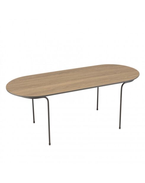 Table basse rect. angles arrondis 100x40cm mocha pieds métal