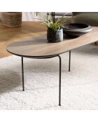 Table basse rect. angles arrondis 100x40cm mocha pieds métal