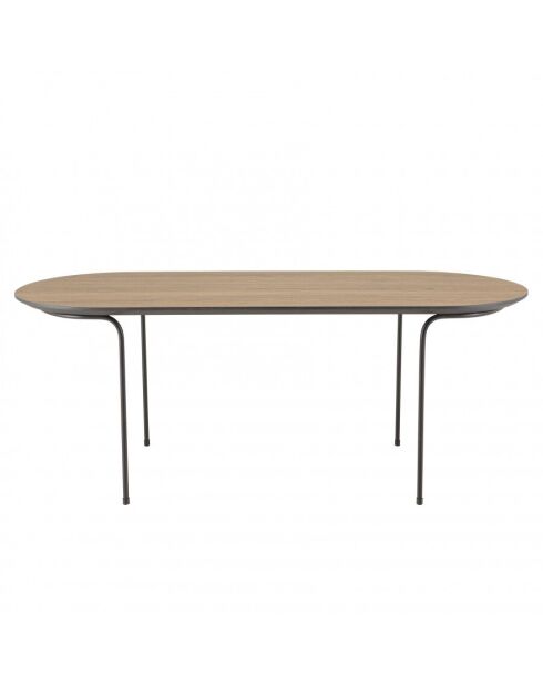 Table basse rect. angles arrondis 100x40cm mocha pieds métal