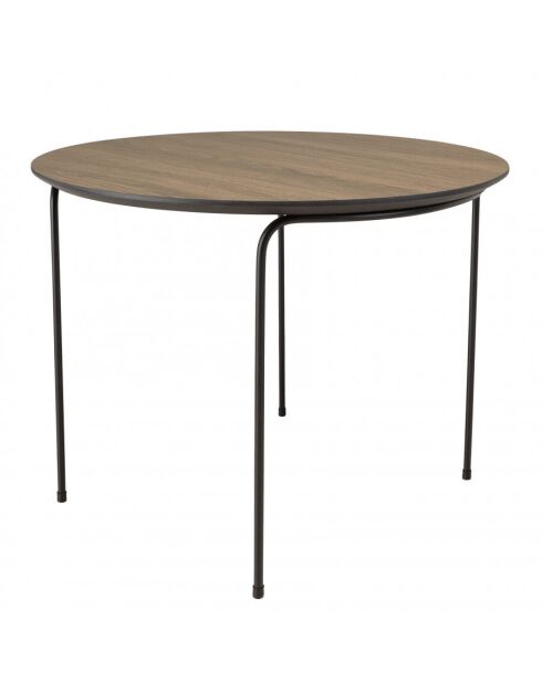Table basse ronde 60x60cm, couleur mocha, pieds métal noir