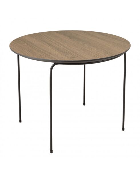 Table basse ronde 60x60cm, couleur mocha, pieds métal noir