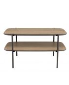 Table basse rect. double plateau couleur mocha pieds métal noir