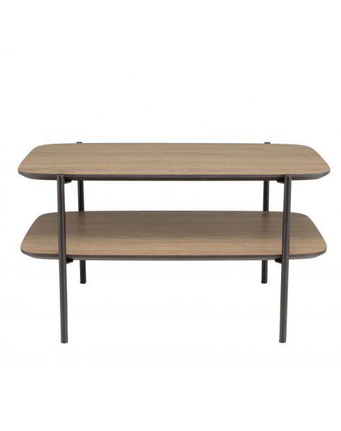 Table basse rect. double plateau couleur mocha pieds métal noir