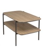 Table basse rect. double plateau couleur mocha pieds métal noir