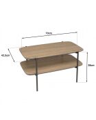 Table basse rect. double plateau couleur mocha pieds métal noir