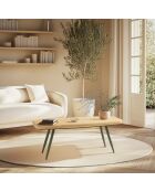 Table basse PM plateau en pin pieds scandinaves métal vert