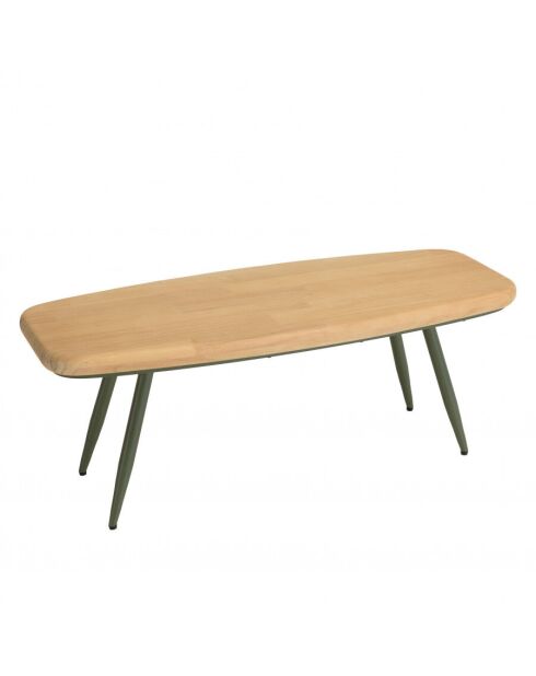 Table basse PM plateau en pin pieds scandinaves métal vert