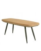 Table basse PM plateau en pin pieds scandinaves métal vert