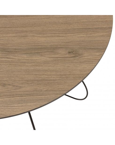 Table basse biseautée 80x80cm mocha pieds forme panier en métal