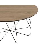 Table basse biseautée 80x80cm mocha pieds forme panier en métal