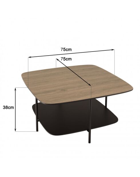 Table basse 2 plateaux MM bi-matière mocha/noir pieds métal