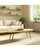 Table basse GM plateau en pin pieds scandinaves métal vert