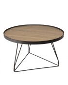 Table basse ronde 70x70cm mocha pieds épingles métal noir