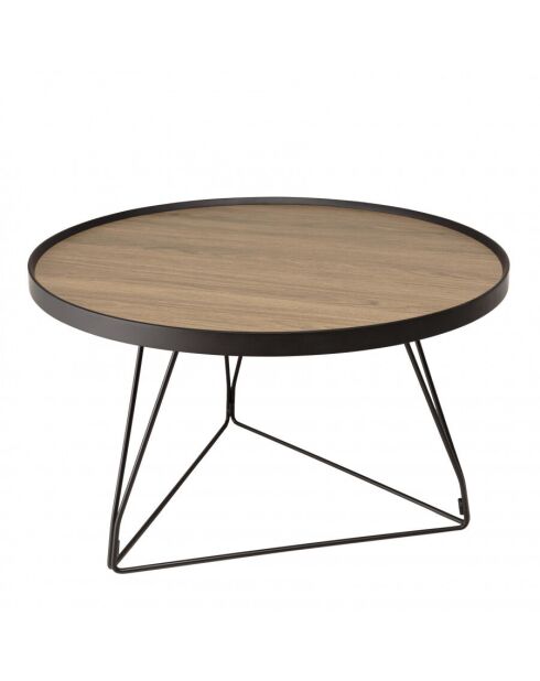 Table basse ronde 70x70cm mocha pieds épingles métal noir