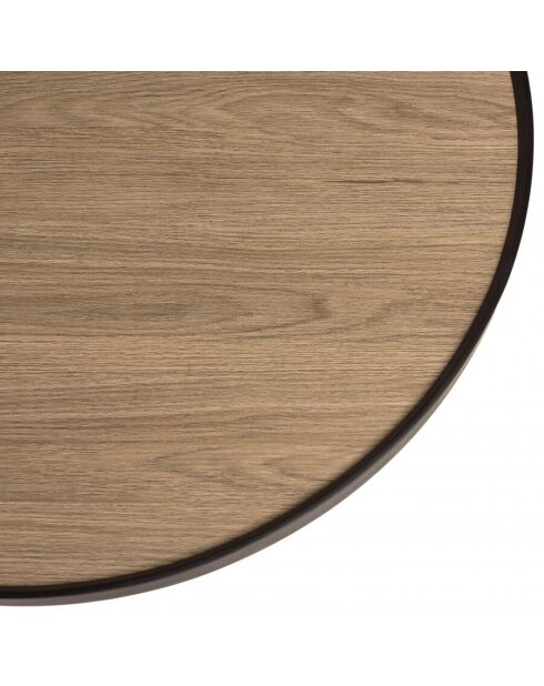 Table basse ronde 70x70cm mocha pieds épingles métal noir